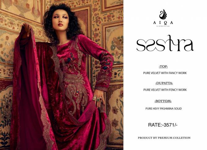 Sastra By Aiqa Winter Wear Fancy Work Velvet Salwar Kameez Wholesale Online